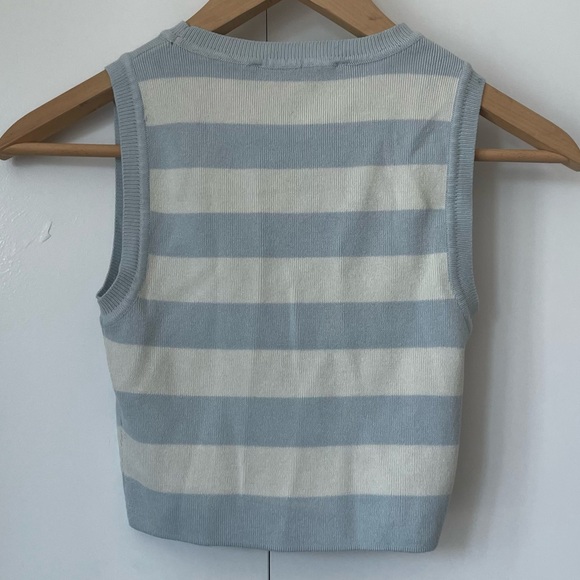Zara racerback white and blue crop tank - Picture 2 of 2